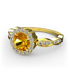 Sitrin ve swarovski 14 ayar altın yüzük