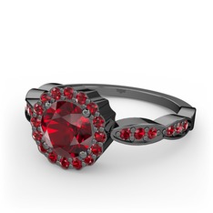 Blume Yüzük - Garnet 925 ayar siyah rodyum kaplama gümüş yüzük #4dpdqw