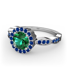 Blume Yüzük - Yeşil kuvars ve lab safir 925 ayar gümüş yüzük #69487z