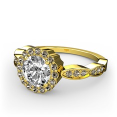 Blume Yüzük - Swarovski ve dumanlı kuvars 8 ayar altın yüzük #6eyp0e