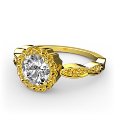 Blume Yüzük - Beyaz zirkon ve sitrin 8 ayar altın yüzük #6vfndc