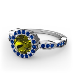 Blume Yüzük - Peridot ve lab safir 18 ayar beyaz altın yüzük #77hwxn