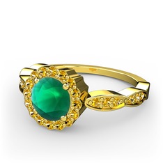 Blume Yüzük - Kök zümrüt ve sitrin 8 ayar altın yüzük #7oi5nu