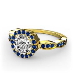 Blume Yüzük - Beyaz zirkon ve lab safir 14 ayar altın yüzük #8n00sf