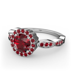 Garnet 14 ayar beyaz altın yüzük