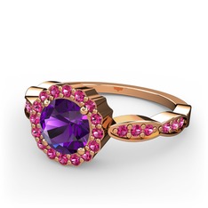 Blume Yüzük - Ametist ve rodolit garnet 8 ayar rose altın yüzük #8sq7jh