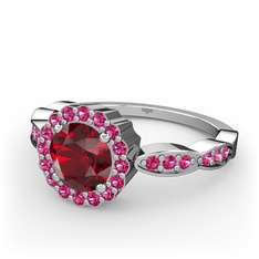 Blume Yüzük - Garnet ve rodolit garnet 14 ayar beyaz altın yüzük #9o6uxm