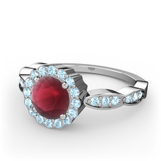 Blume Yüzük - Kök yakut ve akuamarin 925 ayar gümüş yüzük #9znw1x