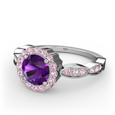 Blume Yüzük - Ametist ve pembe kuvars 925 ayar gümüş yüzük #a3yl7x