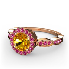 Sitrin ve rodolit garnet 18 ayar rose altın yüzük