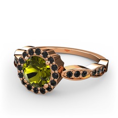 Blume Yüzük - Peridot ve siyah zirkon 14 ayar rose altın yüzük #bgoi6z