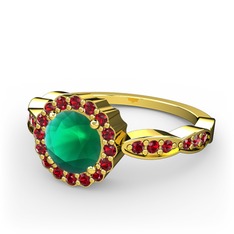 Kök zümrüt ve garnet 925 ayar altın kaplama gümüş yüzük