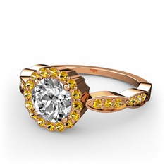 Swarovski ve sitrin 18 ayar rose altın yüzük