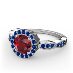 Blume Yüzük - Garnet ve lab safir 8 ayar beyaz altın yüzük #dptnr2