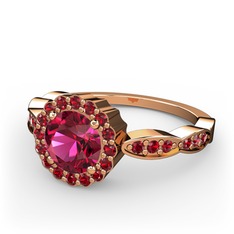 Rodolit garnet ve garnet 14 ayar rose altın yüzük