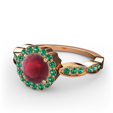 Blume Yüzük - Kök yakut ve yeşil kuvars 925 ayar rose altın kaplama gümüş yüzük #ey0w5o