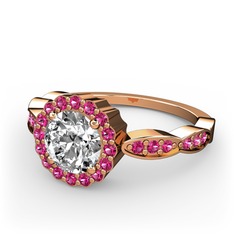 Blume Yüzük - Swarovski ve rodolit garnet 925 ayar rose altın kaplama gümüş yüzük #figztg