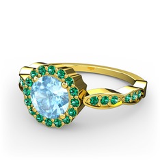 Blume Yüzük - Akuamarin ve yeşil kuvars 925 ayar altın kaplama gümüş yüzük #fqr2cc