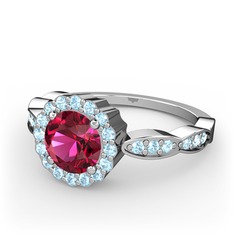 Rodolit garnet ve akuamarin 925 ayar gümüş yüzük