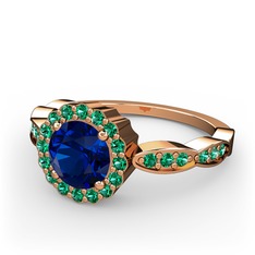 Blume Yüzük - Lab safir ve yeşil kuvars 18 ayar rose altın yüzük #g7y69p