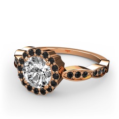 Blume Yüzük - Swarovski ve siyah zirkon 18 ayar rose altın yüzük #htxcgn