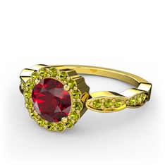Garnet ve peridot 14 ayar altın yüzük