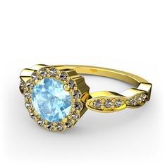 Blume Yüzük - Akuamarin ve dumanlı kuvars 14 ayar altın yüzük #lgfujo