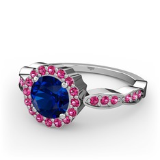 Blume Yüzük - Lab safir ve rodolit garnet 14 ayar beyaz altın yüzük #lshnr0
