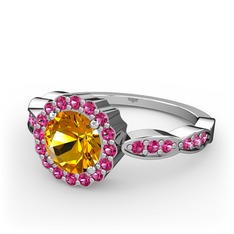 Blume Yüzük - Sitrin ve rodolit garnet 925 ayar gümüş yüzük #lx1493