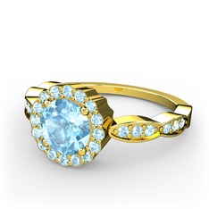 Blume Yüzük - Akuamarin 14 ayar altın yüzük #m242sa