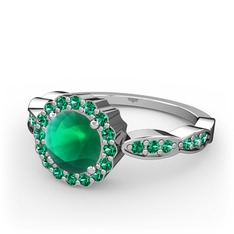 Blume Yüzük - Kök zümrüt ve yeşil kuvars 14 ayar beyaz altın yüzük #mt4gp9