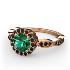 Yeşil kuvars ve siyah zirkon 18 ayar rose altın yüzük