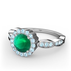 Blume Yüzük - Kök zümrüt ve akuamarin 18 ayar beyaz altın yüzük #nc63ht