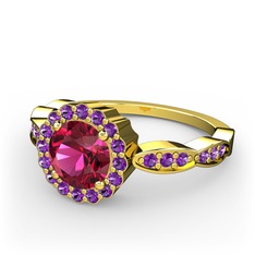 Blume Yüzük - Rodolit garnet ve ametist 8 ayar altın yüzük #nycr97