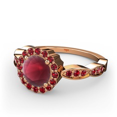 Kök yakut ve garnet 8 ayar rose altın yüzük