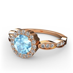 Blume Yüzük - Akuamarin ve pırlanta 18 ayar rose altın yüzük (0.308 karat) #r1bpvg