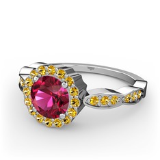 Rodolit garnet ve sitrin 925 ayar gümüş yüzük