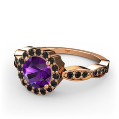 Blume Yüzük - Ametist ve siyah zirkon 8 ayar rose altın yüzük #snhpe5