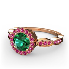 Yeşil kuvars ve rodolit garnet 14 ayar rose altın yüzük