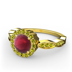 Blume Yüzük - Kök yakut ve peridot 18 ayar altın yüzük #vjim35