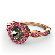 Blume Yüzük - Dumanlı kuvars ve rodolit garnet 8 ayar rose altın yüzük #vpxmmu