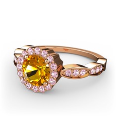 Blume Yüzük - Sitrin ve pembe kuvars 8 ayar rose altın yüzük #wi3udj