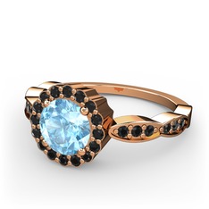 Blume Yüzük - Akuamarin ve siyah zirkon 8 ayar rose altın yüzük #x8yww6