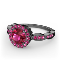 Blume Yüzük - Rodolit garnet 925 ayar siyah rodyum kaplama gümüş yüzük #zsr4bi