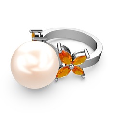 Pembe inci ve sitrin 925 ayar gümüş yüzük