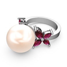 Pembe inci ve rodolit garnet 925 ayar gümüş yüzük