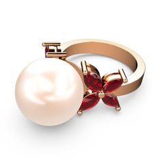 Pembe inci ve garnet 18 ayar rose altın yüzük