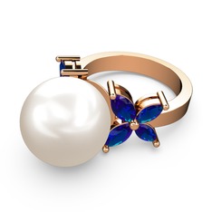 Kar Çiçeği İnci Yüzük - Inci ve lab safir 8 ayar rose altın yüzük #vjvy3e