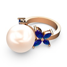 Pembe inci ve lab safir 8 ayar rose altın yüzük