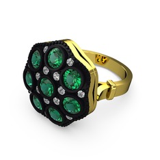 Glory Elmas Yüzük - Yeşil kuvars ve swarovski 8 ayar altın yüzük #100twor